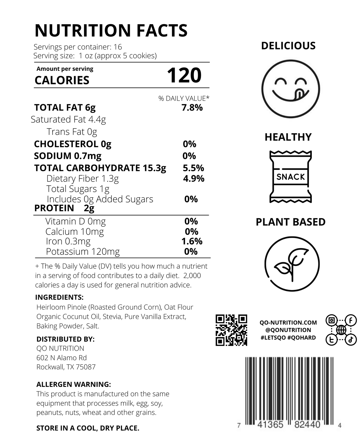QO SUPERFOOD COOKIES 1LB BAG